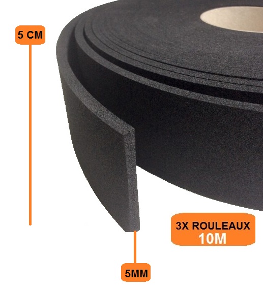 Bande résiliente isolante multifonction (acoustique et étanchéité) 70x3mm -  1 rouleau = 30M